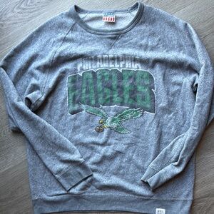 Junk Food Clothing Grey Philadelphia Eagles Crewneck Sweatshirt with Green Logo